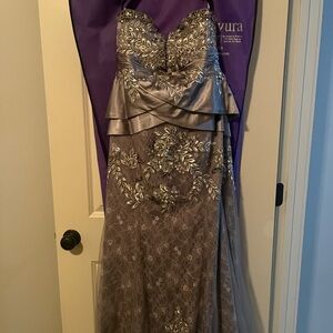 Jovani Strapless Silver and Gray Dress